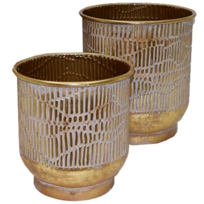 Kruka DKD Home Decor Gyllene Metall (2 pcs) (28 x 28 x 30 cm)