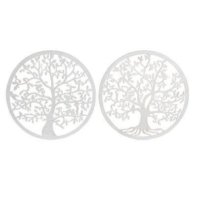Väggdekoration DKD Home Decor Vit Metall Träd (2 pcs) (40 x 1 x 40 cm)