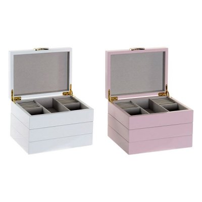 Smyckeskrin DKD Home Decor Trä Lackad Romantisk (2 pcs)