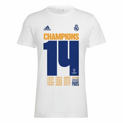 Kortärmad fotbollströja för herrar Adidas Real Madrid Champions 2022 (Storlek: S)