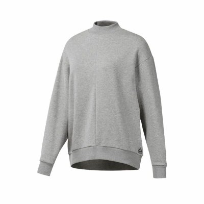 Tröja utan huva Dam Reebok Terry Crew Ljusgrå (Storlek: M)