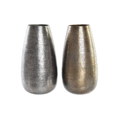 Vas DKD Home Decor Gyllene Silvrig Aluminium (2 antal) (16 x 16 x 31 cm)