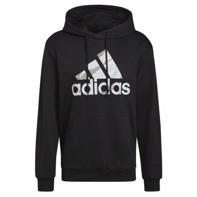 Tröja med huva Herr Adidas Essentials French Terry Svart (Storlek: S)