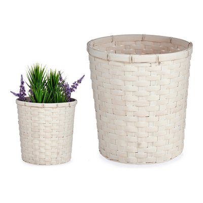 Kruka Vit PVC Bambu (25 x 24 x 25 cm)