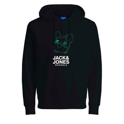 Tröja med huva Herr JORPAL SWEAT HOOD FST Jack & Jones 2310015 Svart (Storlek: M)