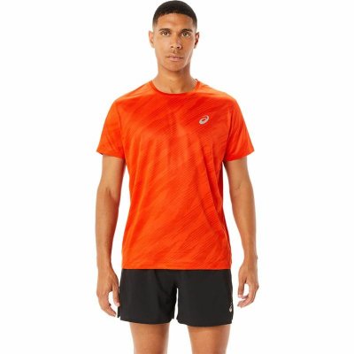 T-shirt med kortärm Herr Asics Core All Over Print Orange (Storlek: S)