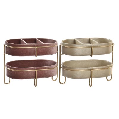Smyckeskrin DKD Home Decor Metall Läder (23 x 14 x 18 cm) (2 antal)