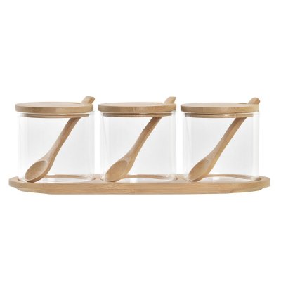 Sockerströare DKD Home Decor Grundläggande Naturell Transparent Bambu (29 x 10 x 10 cm) (8,5 cm)