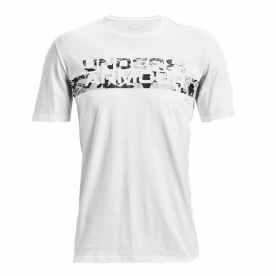 T-shirt med kortärm Herr Under Armour Chest Stripe Vit (Storlek: XXL)
