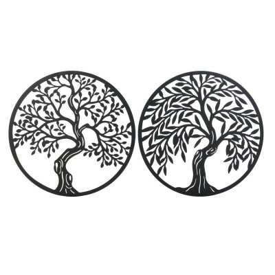 Väggdekoration DKD Home Decor Metall Träd (2 pcs) (98 x 1 x 98 cm)