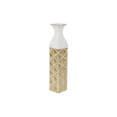 Vas DKD Home Decor Gyllene Metall Vit Järn (11 x 11 x 56,8 cm)