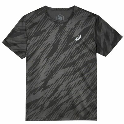 T-shirt med kortärm Herr Asics All Over Print Svart (Storlek: S)