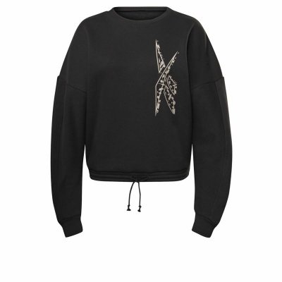 Tröja utan huva Dam Reebok Modern Safari Svart (Storlek: XS)
