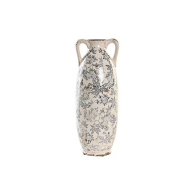 Vas DKD Home Decor Grå Vit Stengods (13 x 13 x 35 cm)