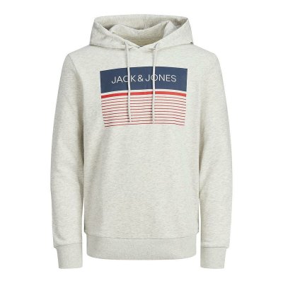 Tröja med huva Herr JJTRAVIS Jack & Jones 12223700 Vit (Storlek: L)