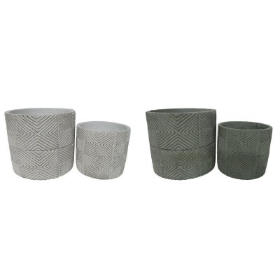 Set med planteringskärl DKD Home Decor Cement Vit Grön Romb Urban (2 antal) (17 x 17 x 15 cm)