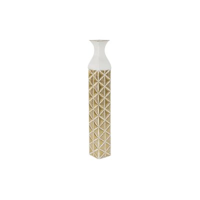 Vas DKD Home Decor Gyllene Metall Vit Järn (11 x 11 x 79 cm)
