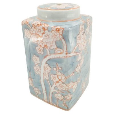 Vas DKD Home Decor Porslin Blå Orange (15.5 x 15.5 x 21.5 cm)