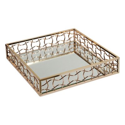 Bricka Gold Glas Mässing (30 x 30 x 6 cm)