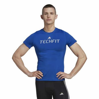 T-shirt med kortärm Herr Adidas techfit Graphic Blå (Storlek: S)