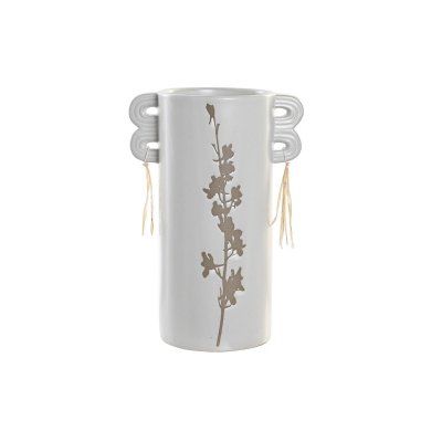 Vas DKD Home Decor Beige Vit Stengods (15 x 10 x 22 cm)