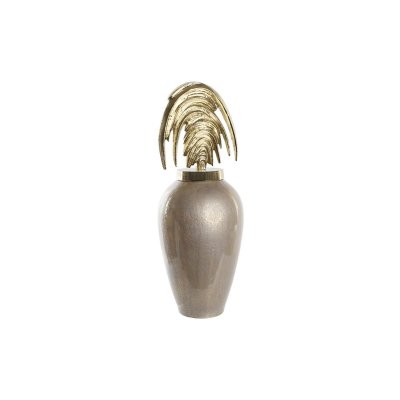 Vas DKD Home Decor Glas Grå Gyllene Aluminium (25 x 25 x 69 cm)