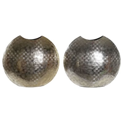 Vas DKD Home Decor Aluminium Modern Silvrig (2 pcs) (37 x 14 x 33 cm)