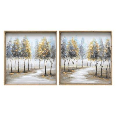 Tavla DKD Home Decor S3018290 Träd (80 x 10 x 80 cm) (2 antal)