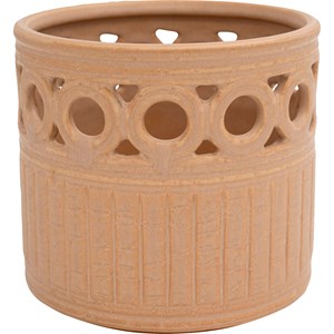 Kruka med dekorationshål Ø14 cm, Gulbeige