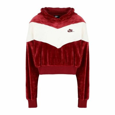 Tröja med huva Dam Nike Sportswear Heritage Mörkröd (Storlek: S)