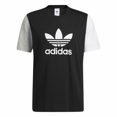 T-shirt med kortärm Herr Adidas Blocked Trefoil Svart (Storlek: L)