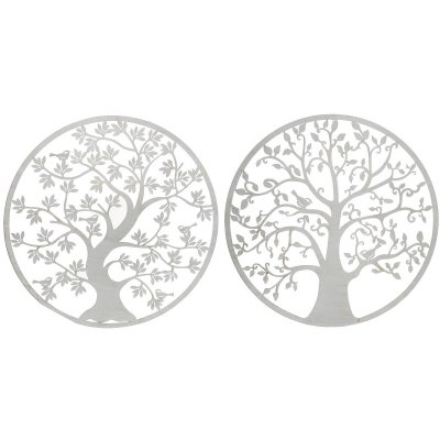 Väggdekoration DKD Home Decor Träd Metall Vit Indier (100 x 1 x 100 cm) (2 antal)