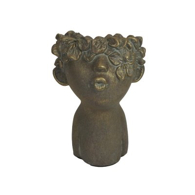 Kruka DKD Home Decor Ansikte Gyllene Cement Skandinavisk (11 x 11 x 18 cm)