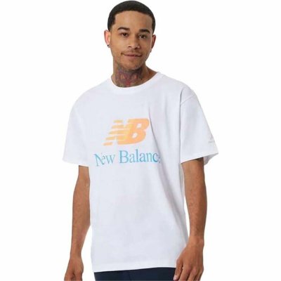 T-shirt med kortärm Herr New Balance Essentials Celebrate White Vit (Storlek: L)