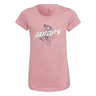 Barn T-shirt med kortärm Adidas Graphic Rosa (Storlek: 5-6 år)