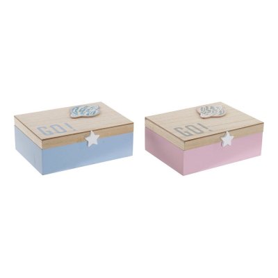 Dekorationslåda DKD Home Decor Go! Trä MDF (2 pcs) (22 x 15 x 8 cm)