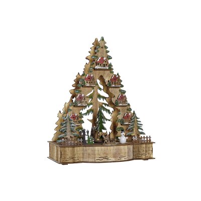 Julgranskula DKD Home Decor Träd Trä Hus (30 x 15 x 37 cm)