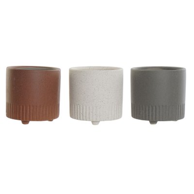 Kruka DKD Home Decor Grå Terrakota n Vit Edények (15 x 15 x 15.5 cm) (3 pcs)