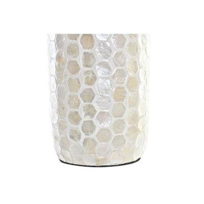 Vas DKD Home Decor Mosaik Beige Vit Pärlemor Bambu (14 x 14 x 63 cm)