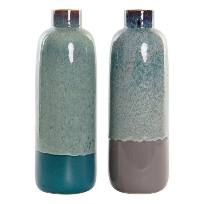 Vas DKD Home Decor Blå Grön Porslin Boho (2 pcs) (12 x 12 x 35 cm)