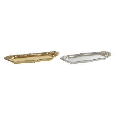 Bricka DKD Home Decor Gyllene Silver Harts (31 x 10 x 3.4 cm) (2 pcs)