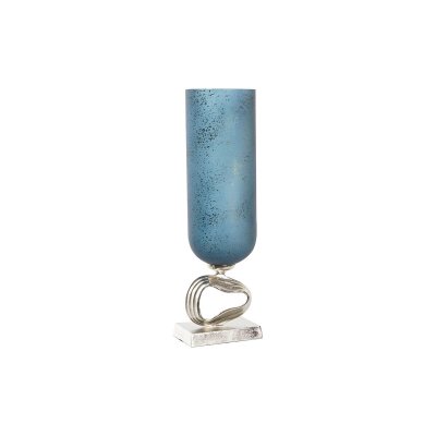 Vas DKD Home Decor Glas Silvrig Blå Aluminium (18 x 18 x 54 cm)