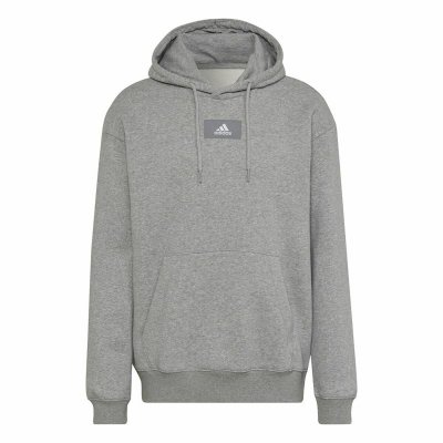 Tröja med huva Herr Adidas FeelVivid Fleece Drop Grå (Storlek: S)