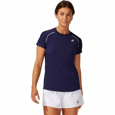 T-shirt med kortärm Dam Asics Court Piping Blå (Storlek: XS)
