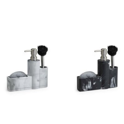 Tvåldispenser DKD Home Decor Svart Vit Harts ABS (21 x 6,1 x 19 cm) (2 antal)