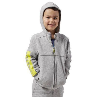 Tröja med huva Unisex Reebok B ES FL FZ HDY Grå (Storlek: L)