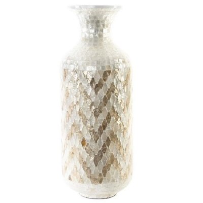 Vas DKD Home Decor Mosaik Brun Pärlemor Ljusbrun Bambu (25 x 25 x 65 cm)