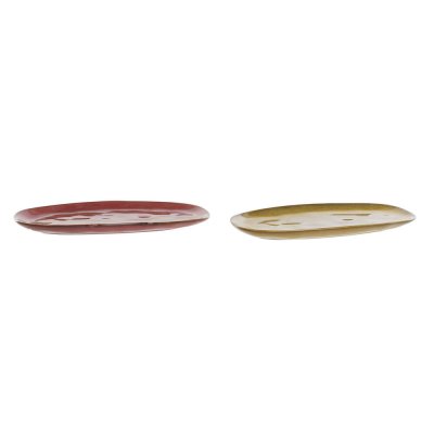Bricka DKD Home Decor Terrakota n Gul Stengods (27.4 x 12.4 x 2.6 cm) (2 pcs)