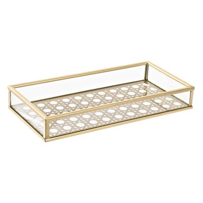 Bricka DKD Home Decor Glas Gyllene Metall (20 x 10 x 3 cm)