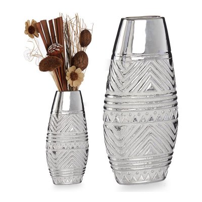 Vas bredd Keramik Silvrig (7 x 29,5 x 14 cm)